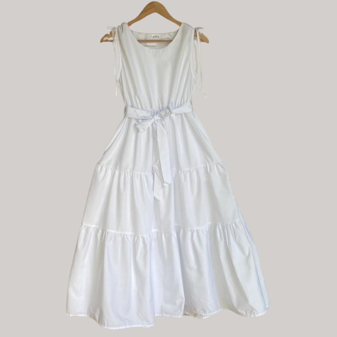 Betty Tie Dress - White