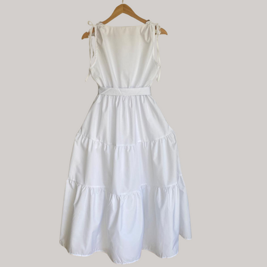 Betty Tie Dress - White