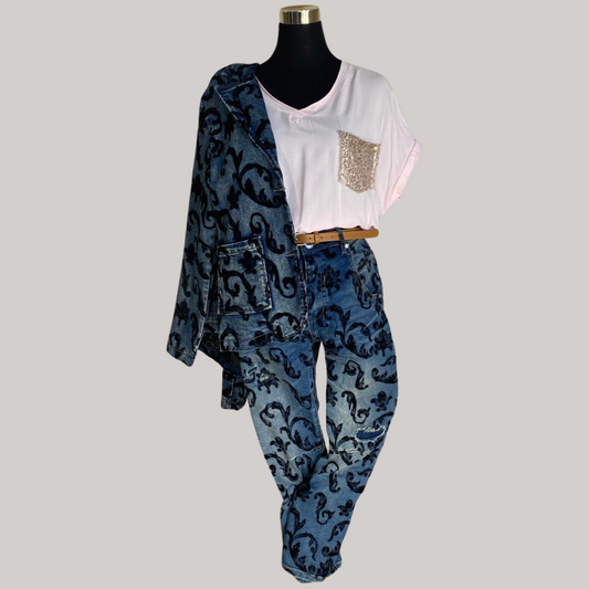 Winona Sequin Pocket Top - PINK