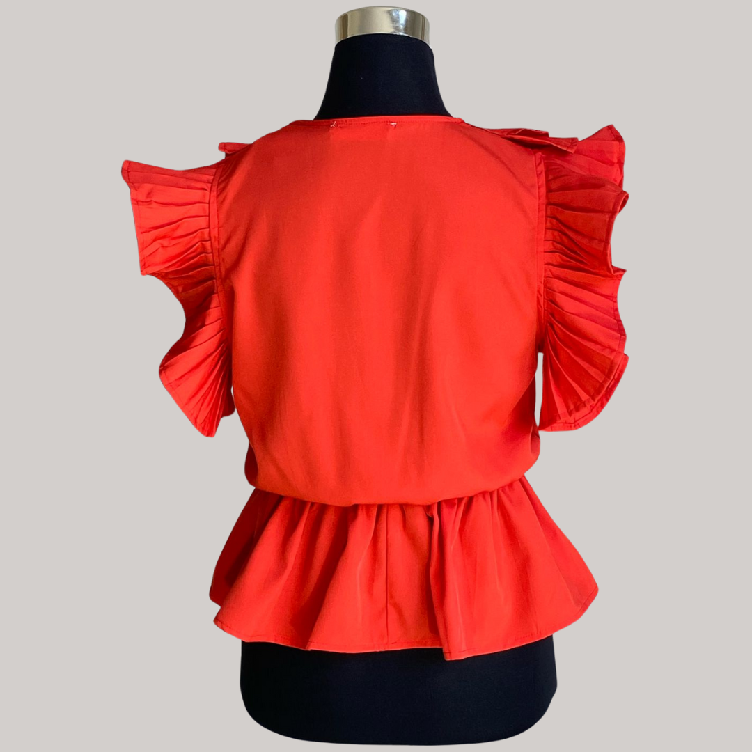 Tia Frill Blouse - Red