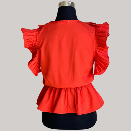 Tia Frill Blouse - Red