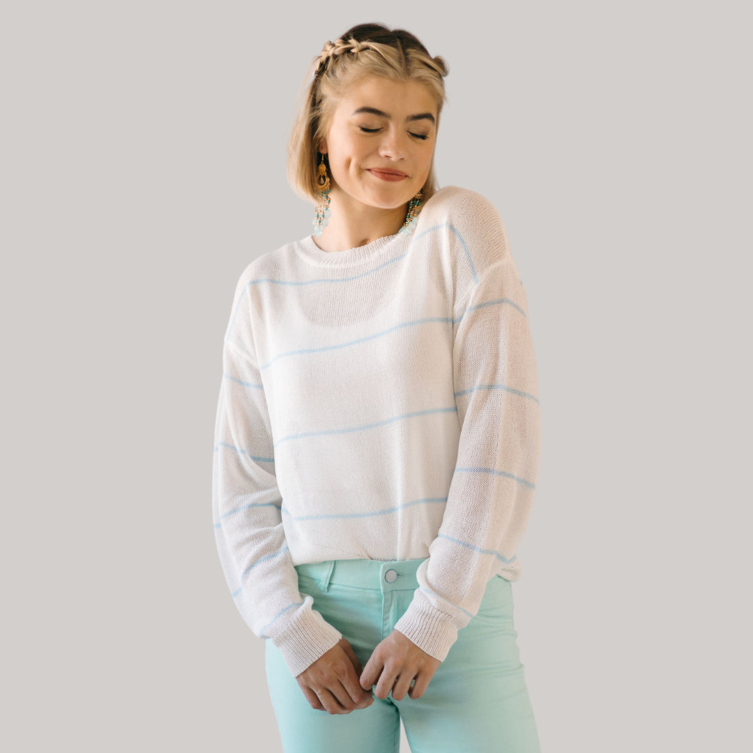 Bon Bon Soft Knit - White and Blue