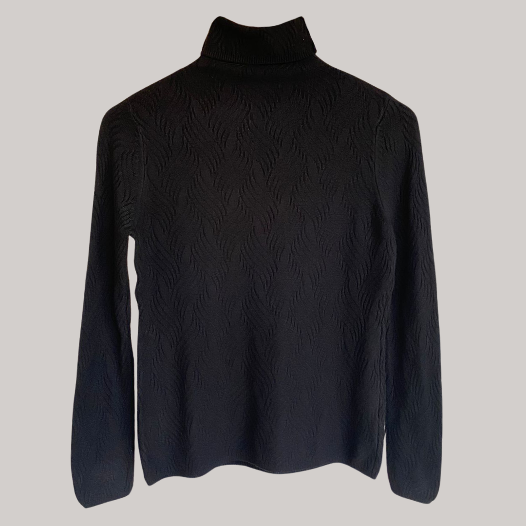 Black Turtle Neck Knitted Top