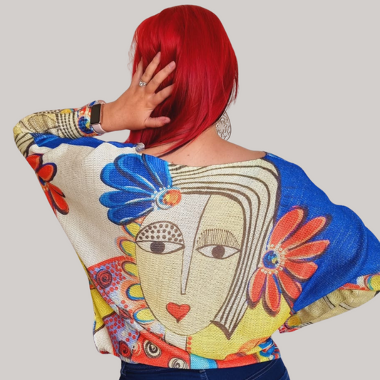 Picasso Lurex Knit Top - Blue