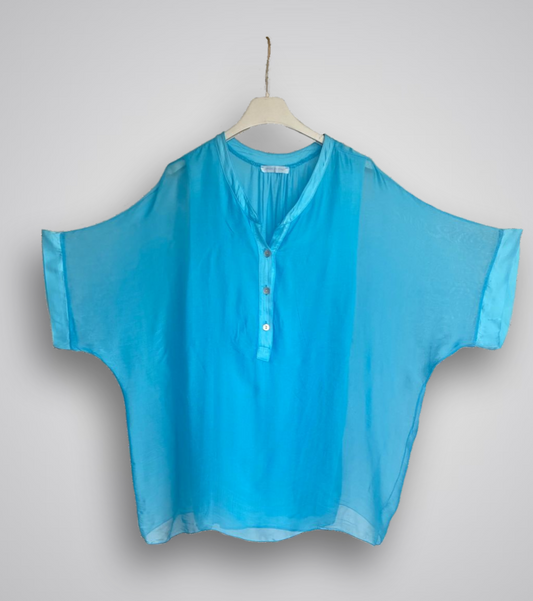 Dana Silky Top - Made In Italy - Turquoise