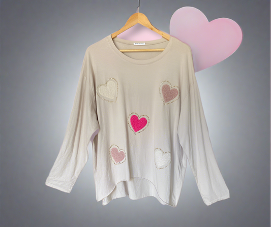 Elly Heart Top - Stone