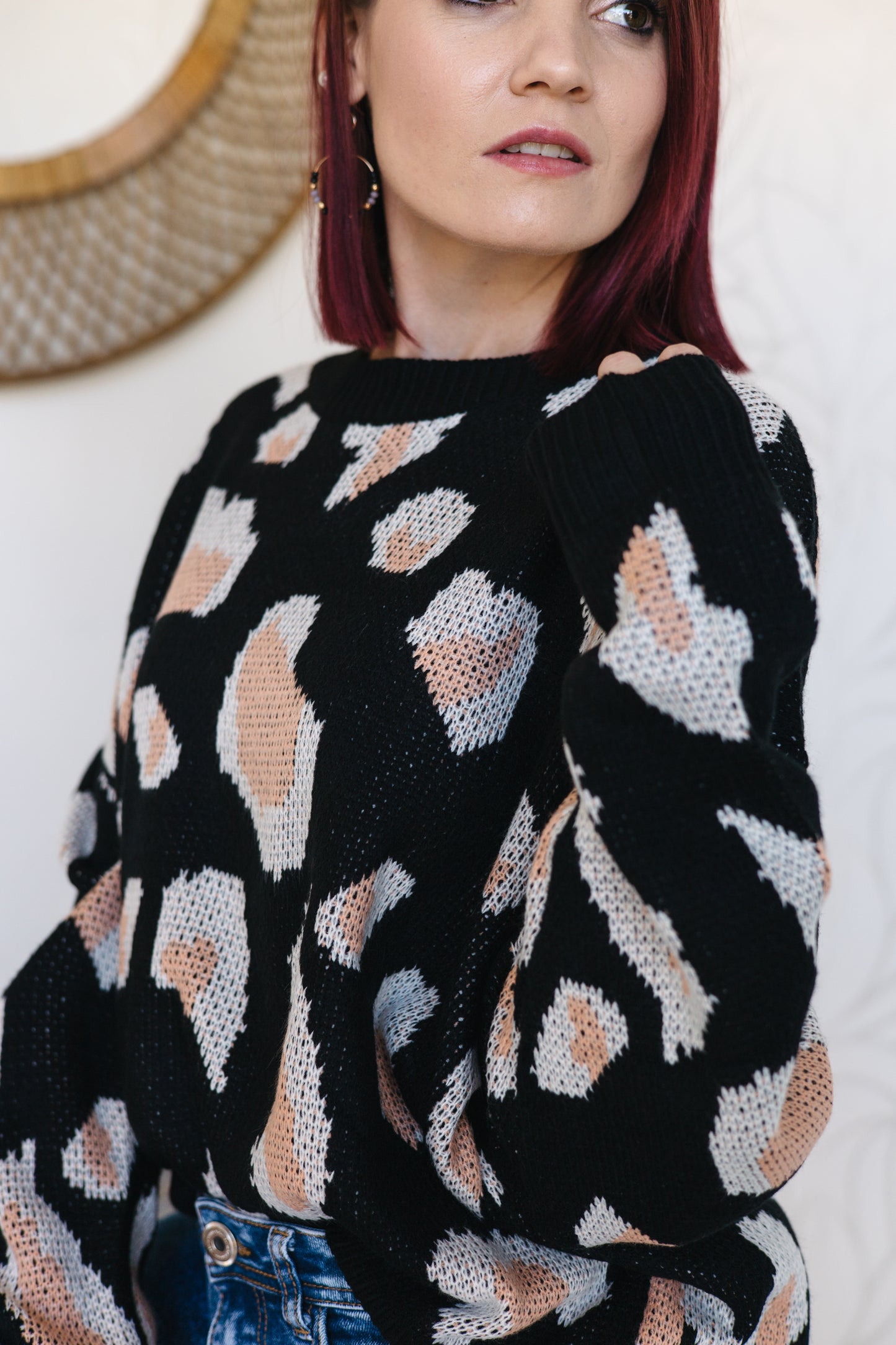 Leopard Print Knit Jersey - BLACK