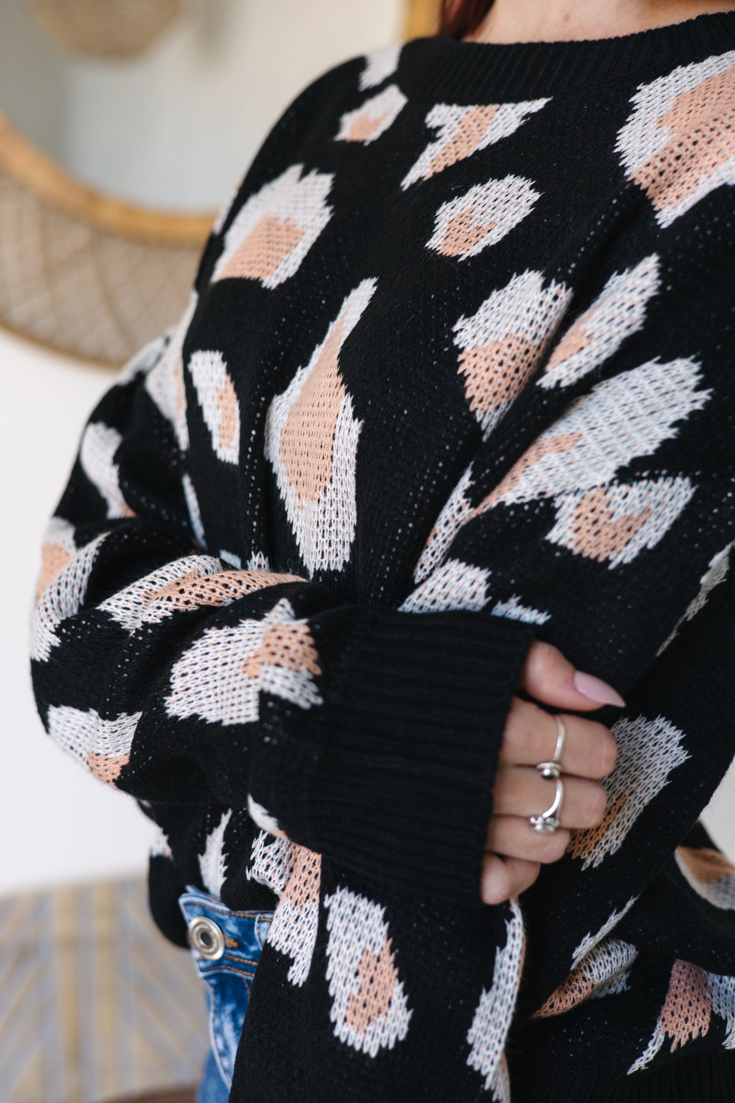 Leopard Print Knit Jersey - BLACK