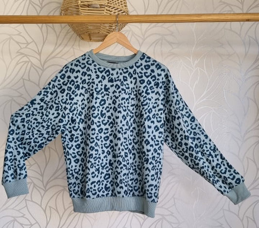 Leopard Print Sweater - TURQUOISE