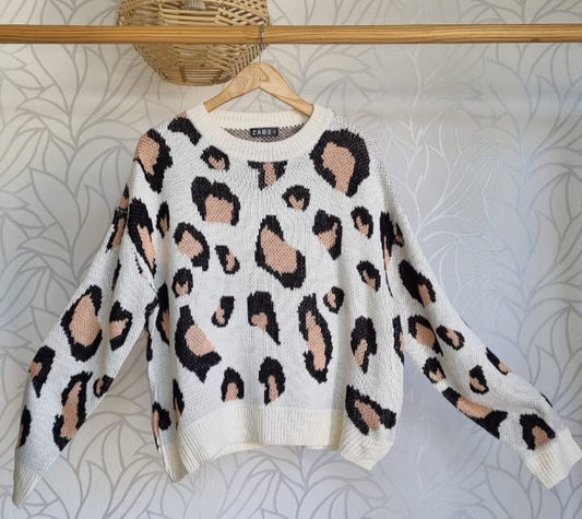 Leopard Print Knit Jersey - CREAM
