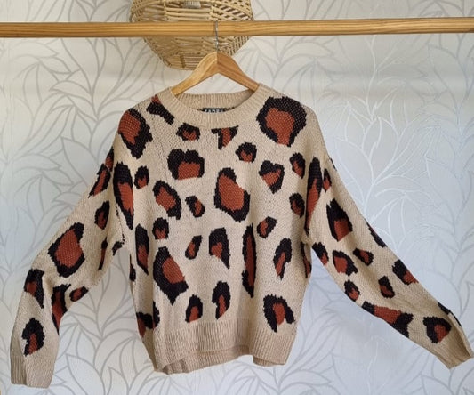 Leopard Print Knit Jersey - TAN