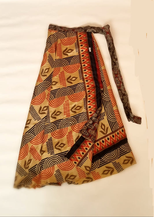 Indian Silk Wrap Skirt - Autumn Days