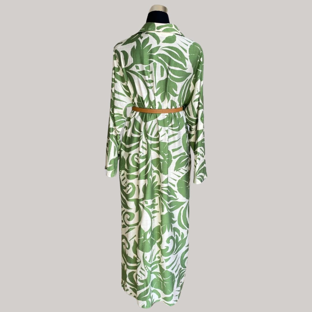 Hillary Dress - Green and Cream
