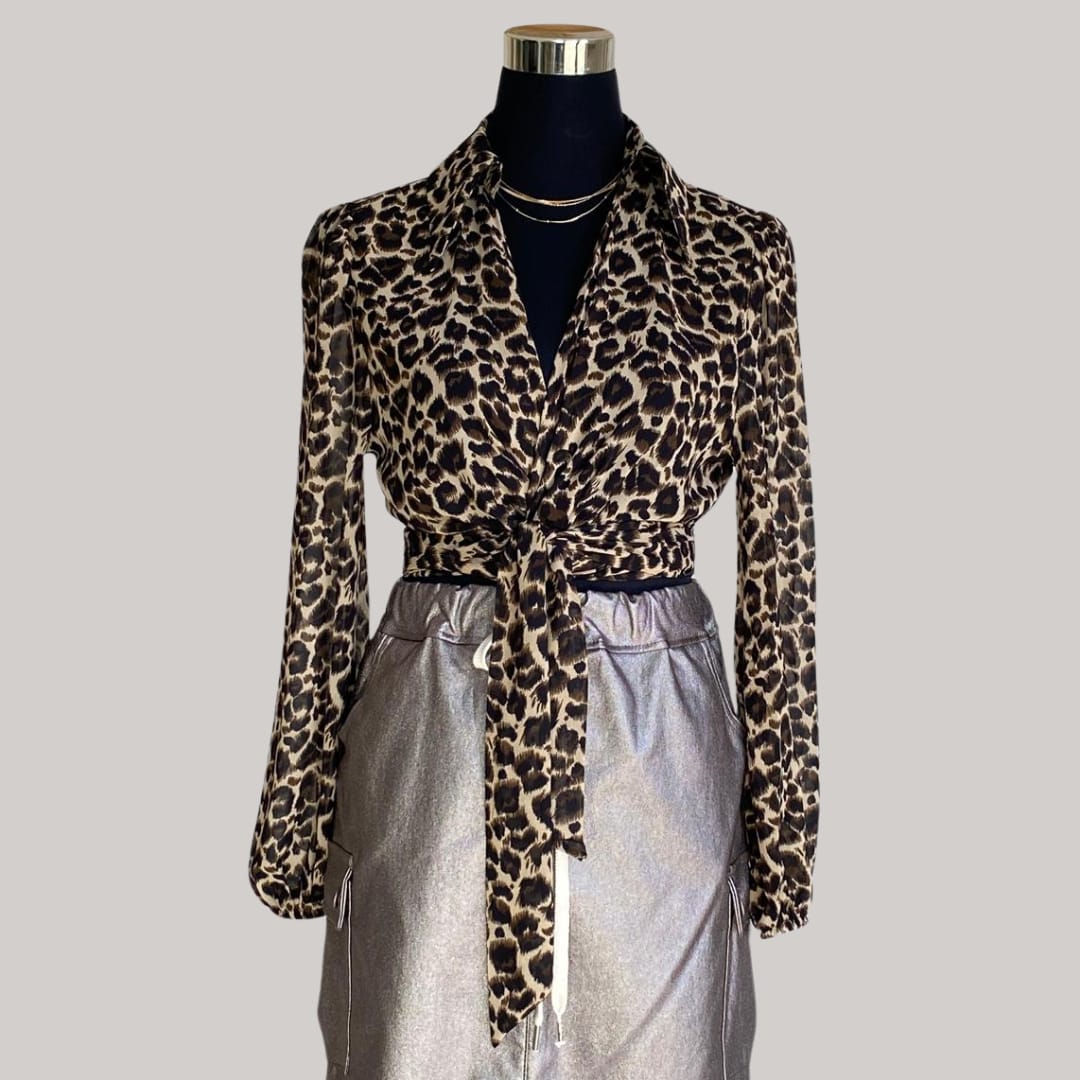 Louise Wrap Blouse - Leopard Print