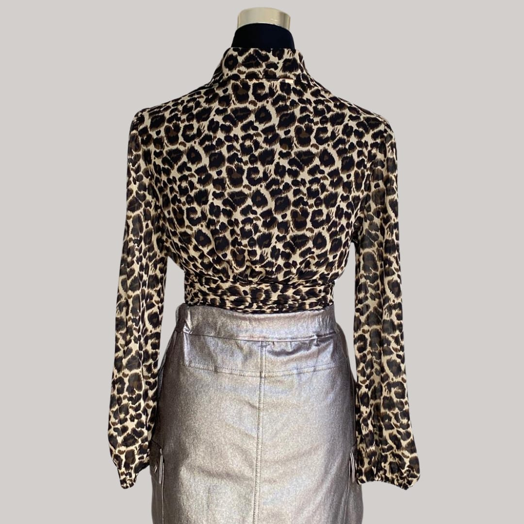 Louise Wrap Blouse - Leopard Print