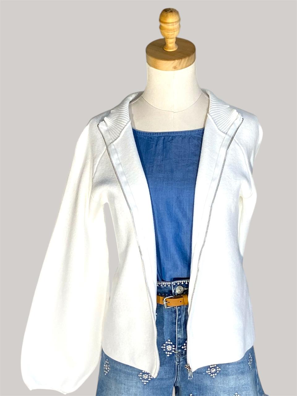 Miaka Zip Cardigan - White