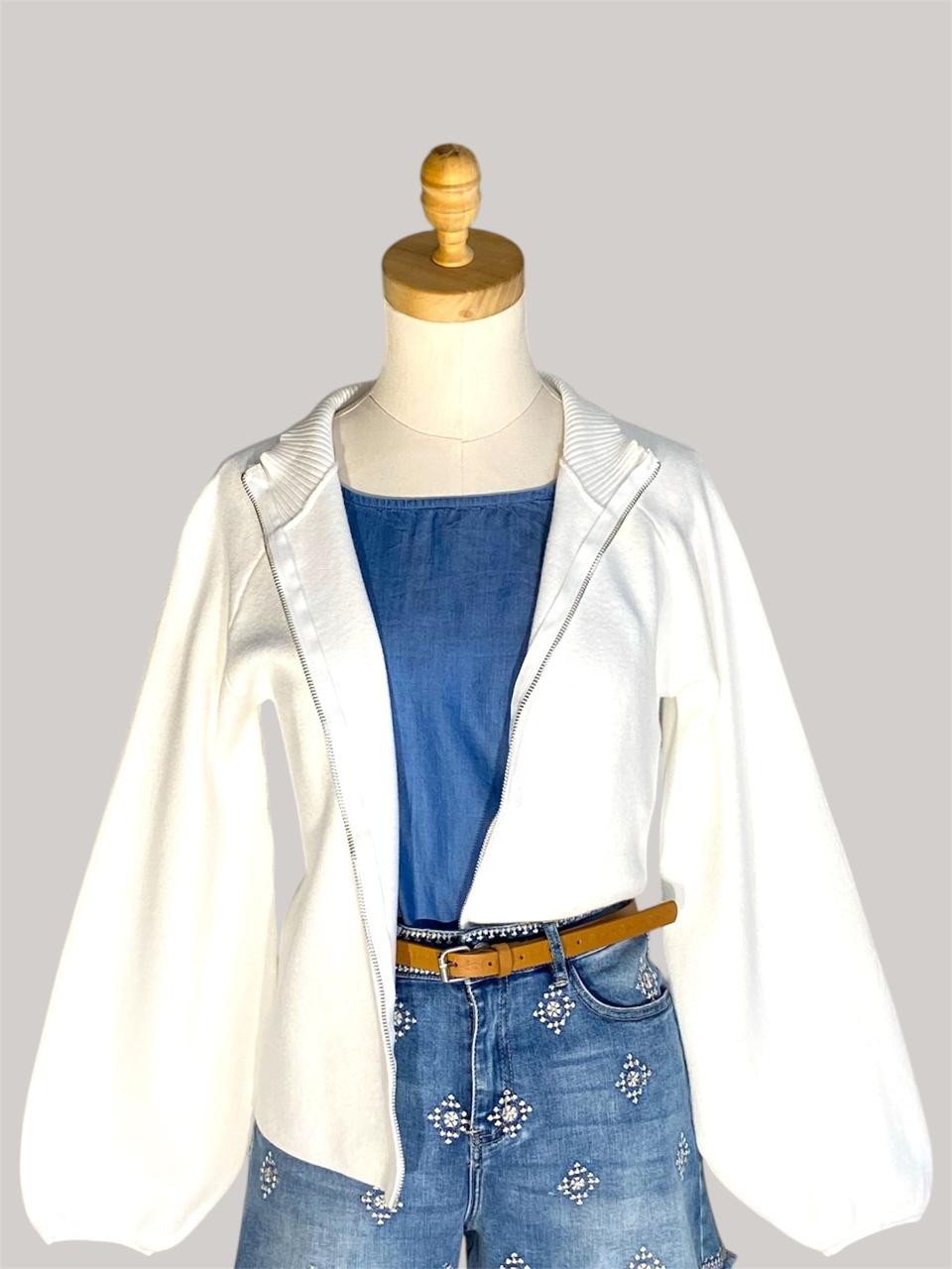 Miaka Zip Cardigan - White