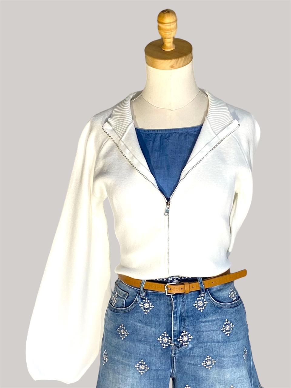 Miaka Zip Cardigan - White