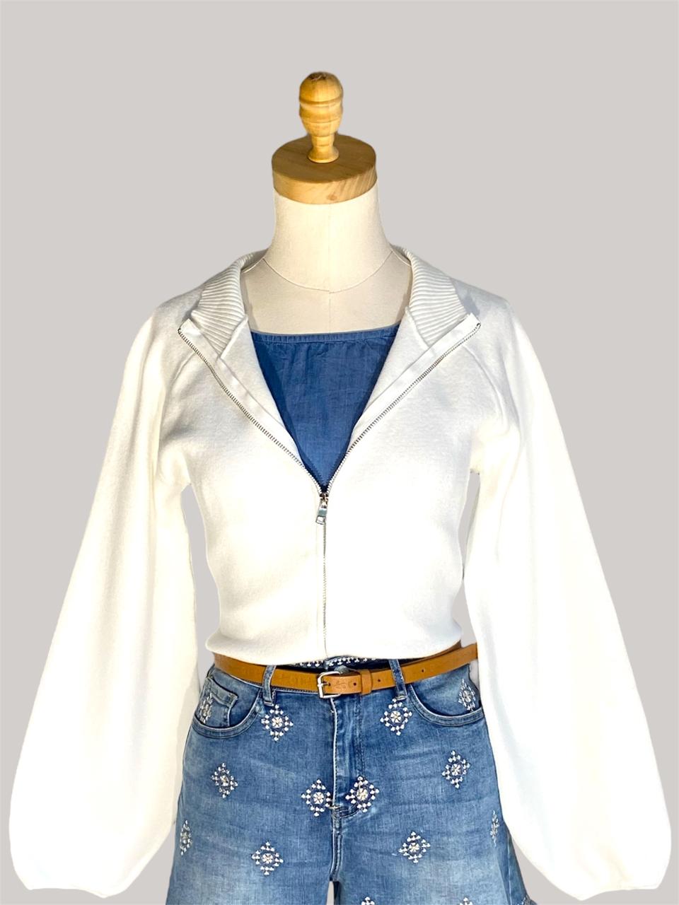 Miaka Zip Cardigan - White