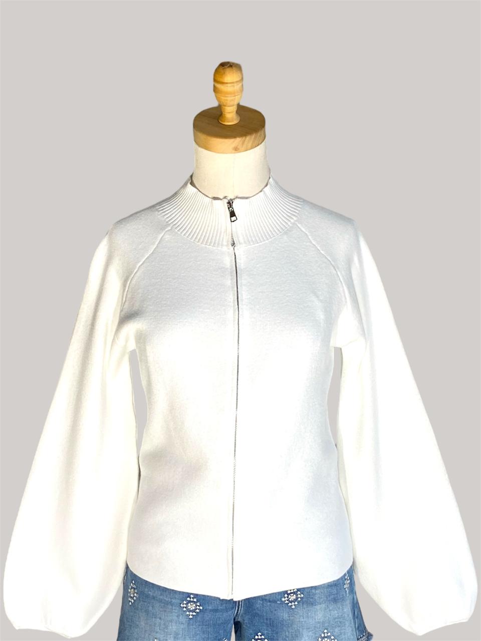 Miaka Zip Cardigan - White