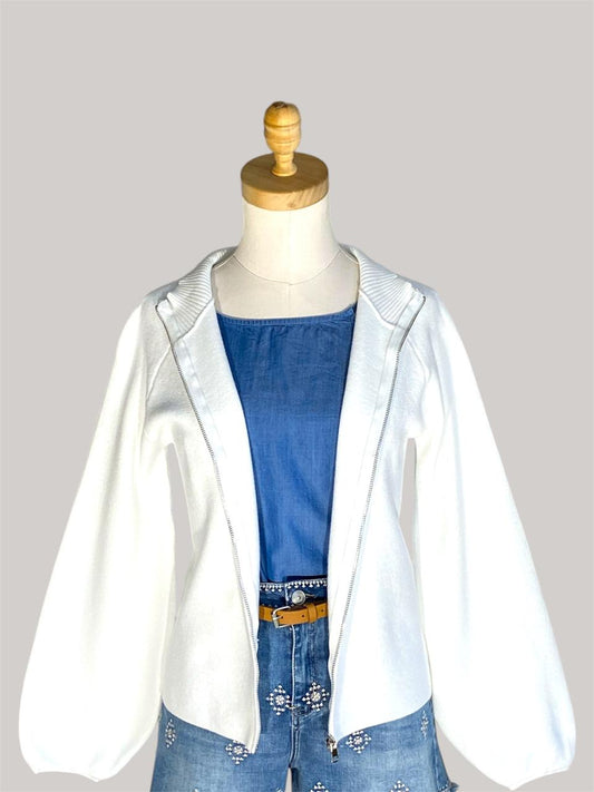 Miaka Zip Cardigan - White