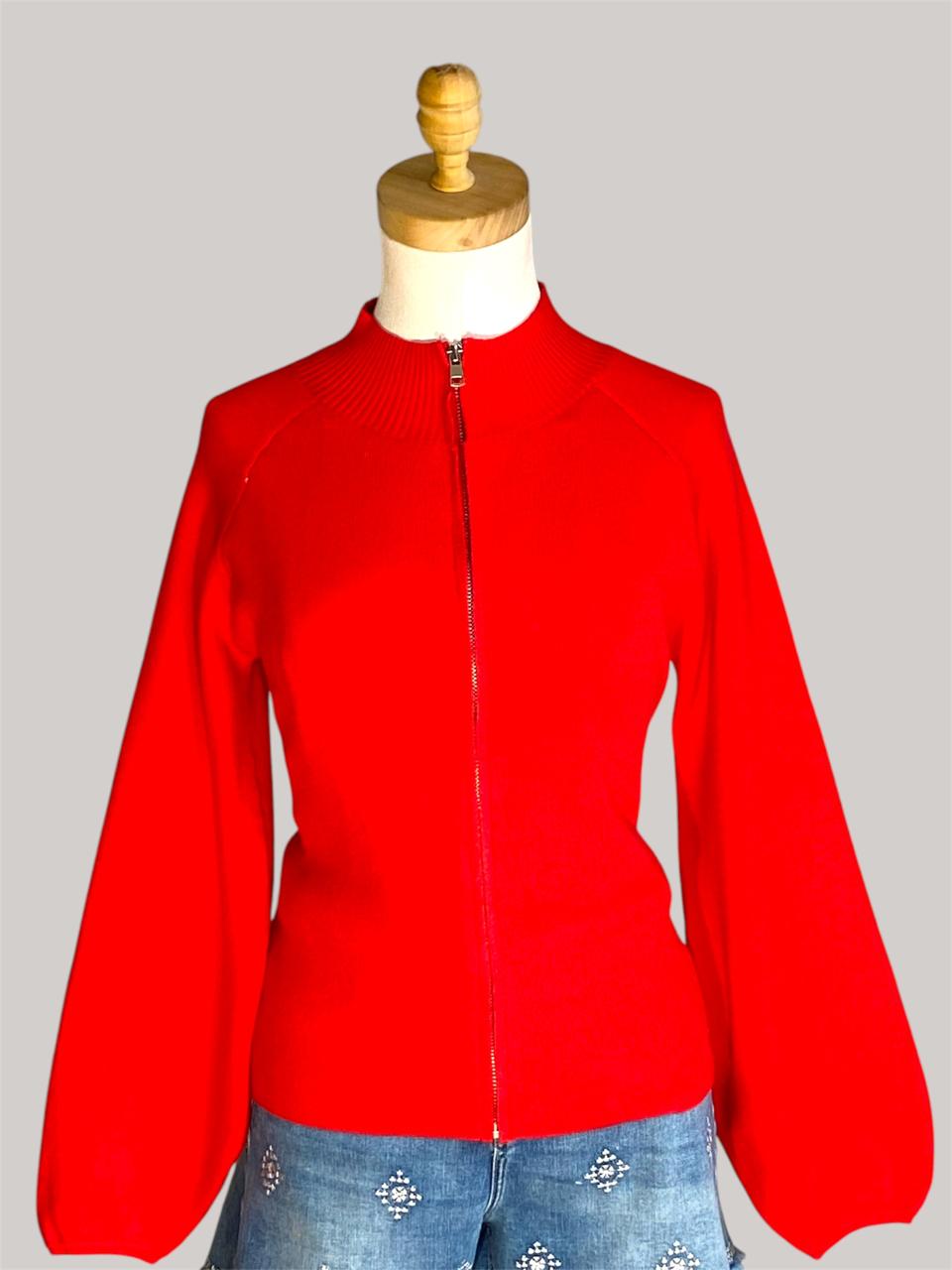 Miaka Zip Cardigan - Red
