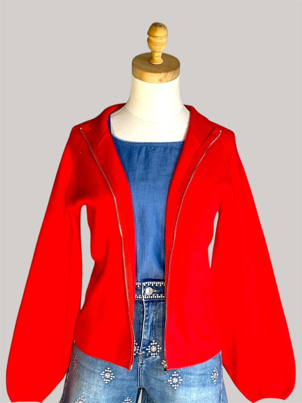 Miaka Zip Cardigan - Red
