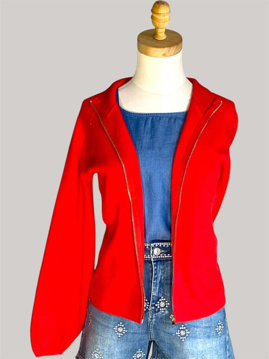 Miaka Zip Cardigan - Red