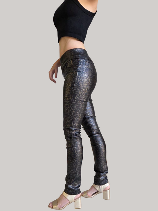 Iris Wax Leggings - Black and Gold