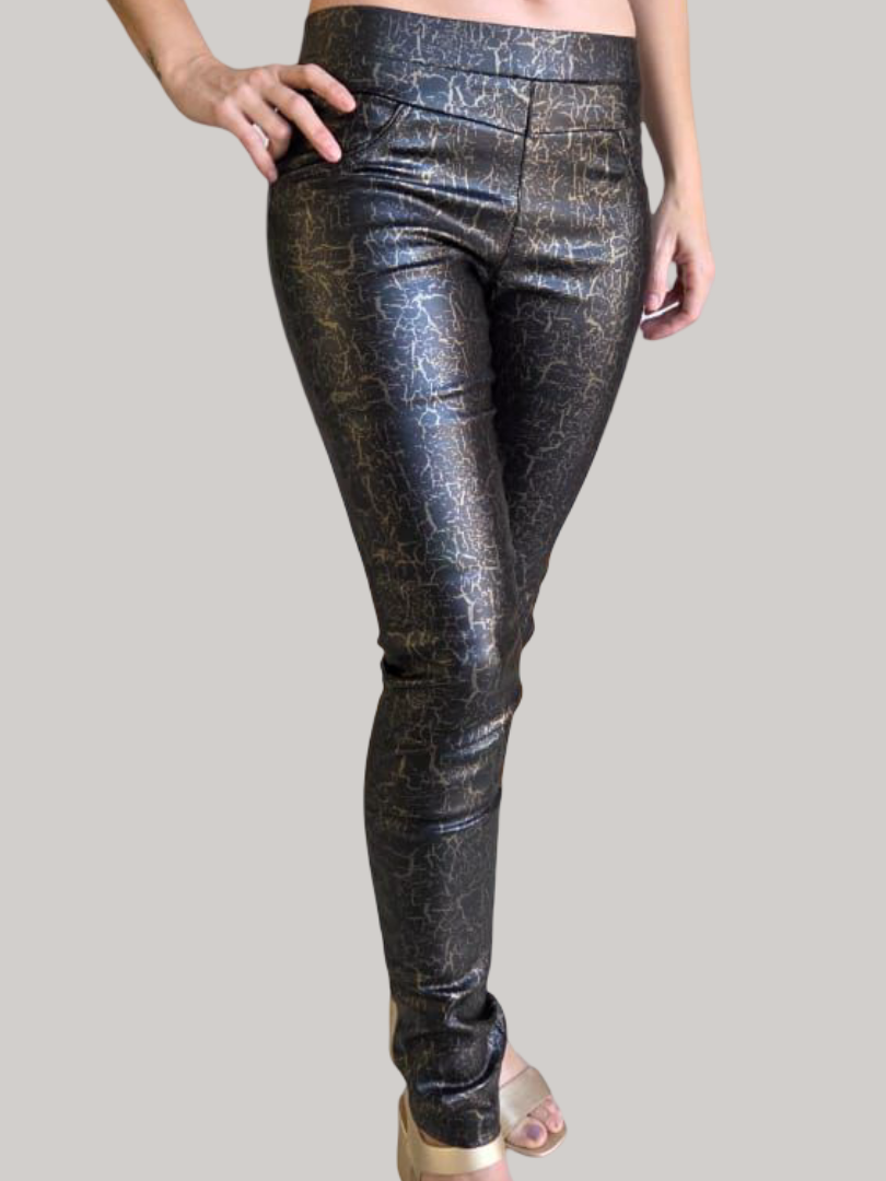 Iris Wax Leggings - Black and Gold