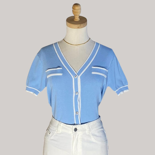 Dawn Knit Top - Sky Blue