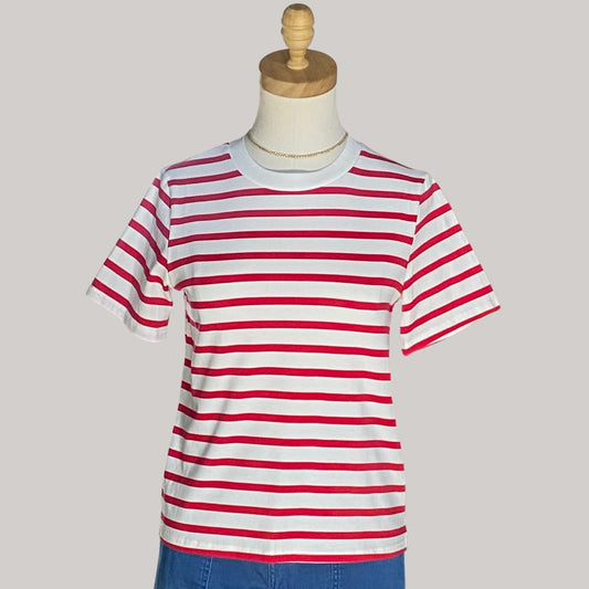 White with Red Stripes Top