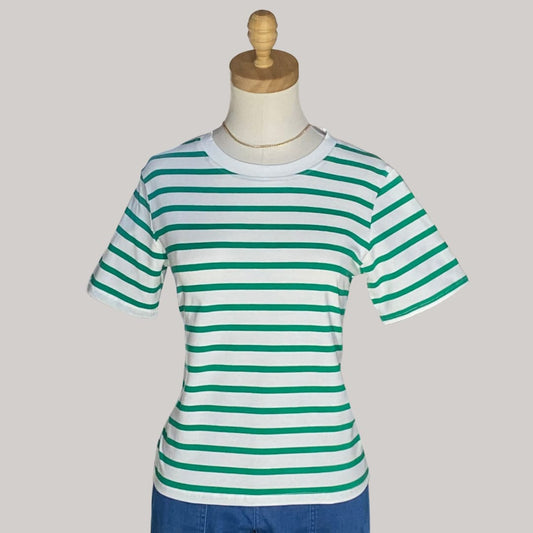 White with Green Stripes Top
