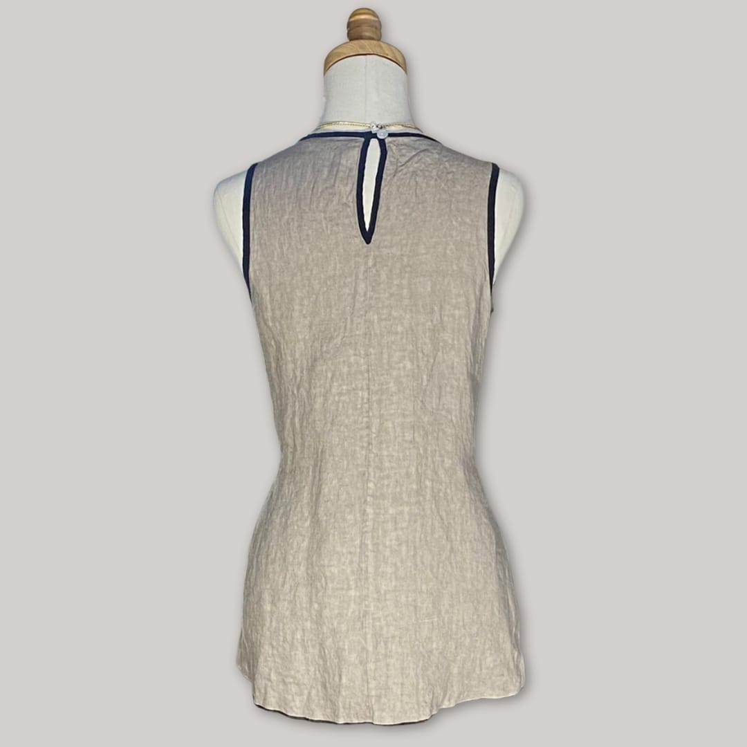 Tosca Black Trim Vest - Taupe - MADE IN ITALY