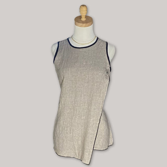 Tosca Black Trim Vest - Taupe - MADE IN ITALY