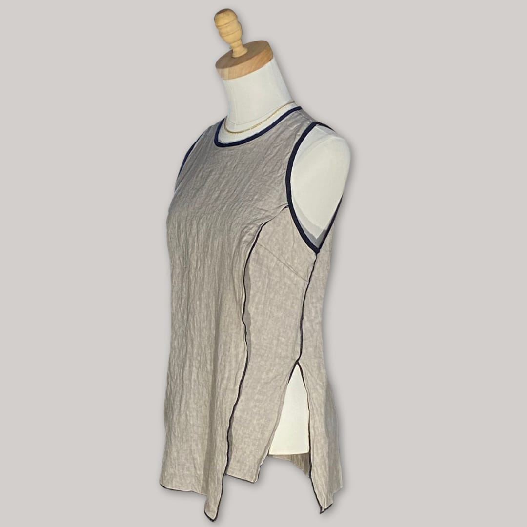 Tosca Black Trim Vest - Taupe - MADE IN ITALY