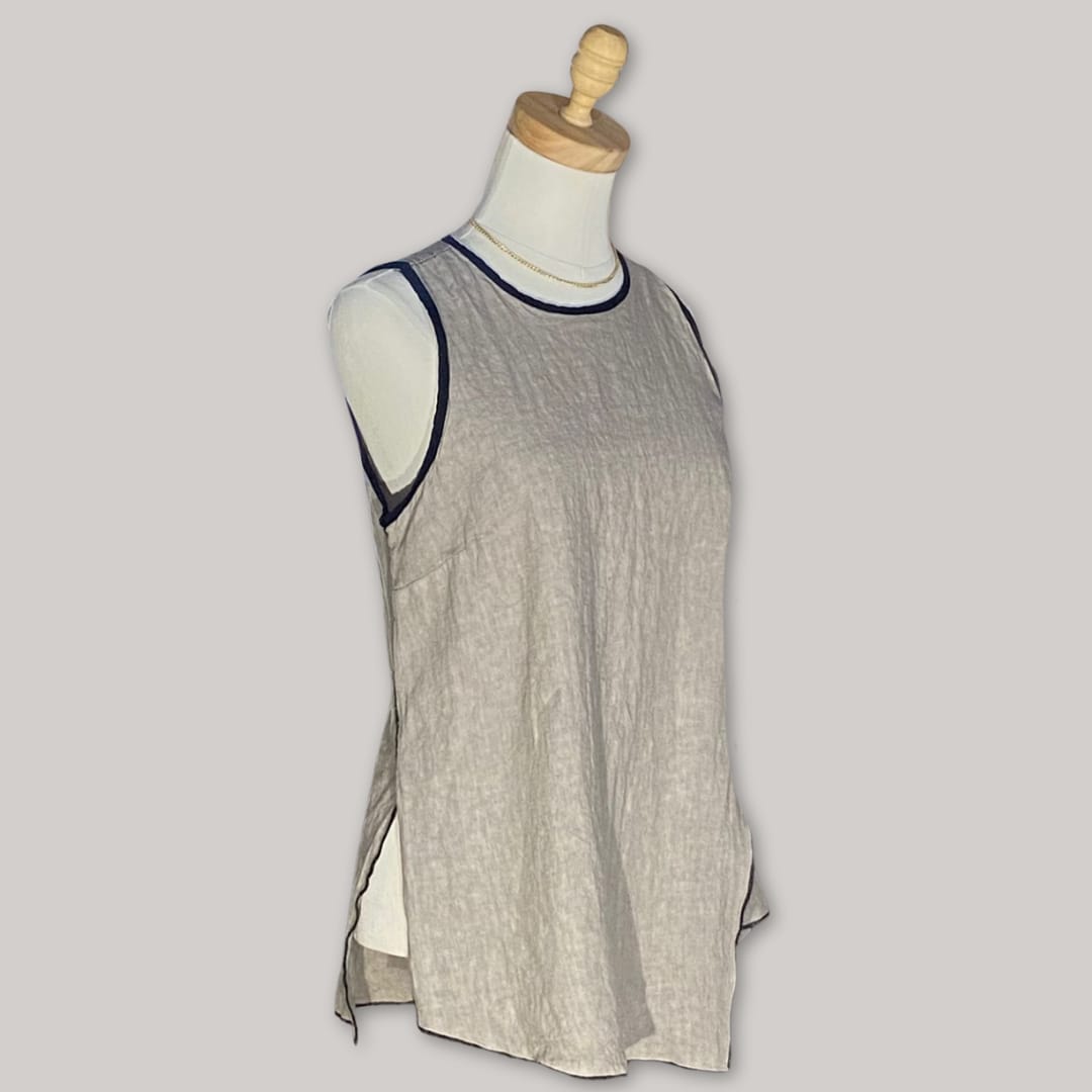 Tosca Black Trim Vest - Taupe - MADE IN ITALY