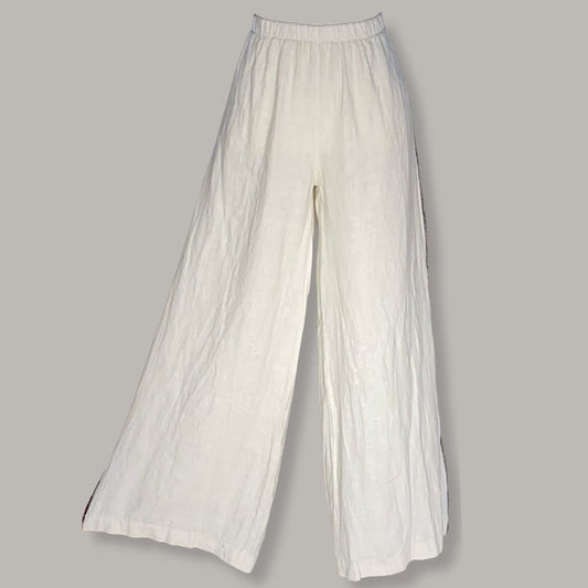 Tosca Linen Palazzo Pant - MADE IN ITALY - Stone