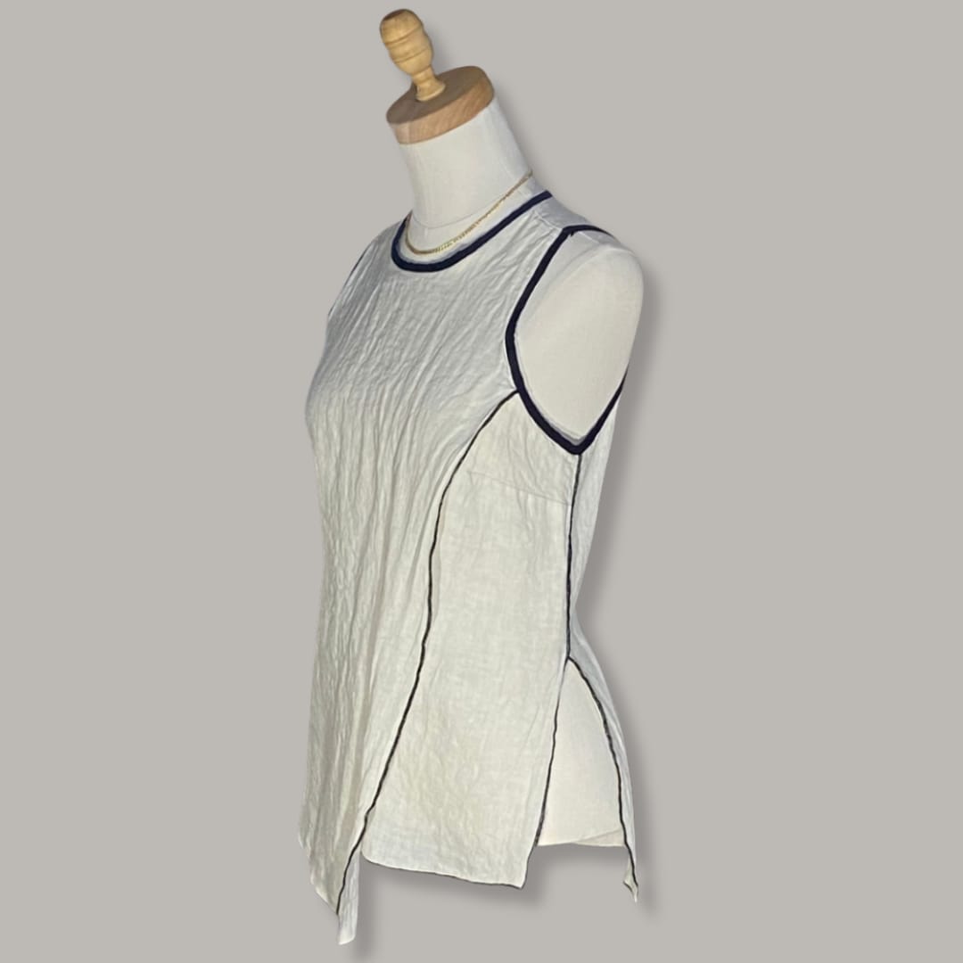 Tosca Black Trim Vest - Stone - MADE IN ITALY