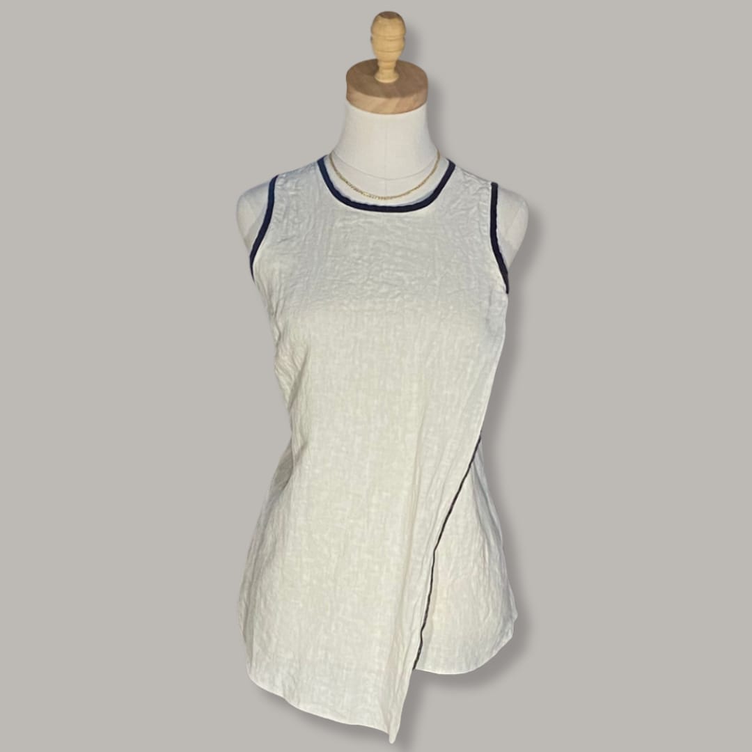 Tosca Black Trim Vest - Stone - MADE IN ITALY