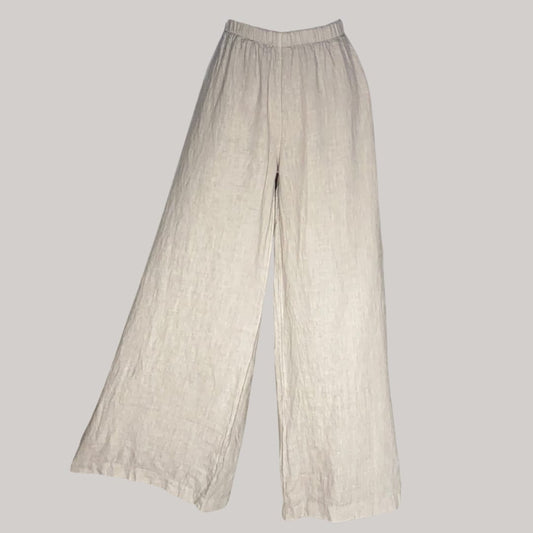 Tosca Linen Palazzo Pant - MADE IN ITALY - Taupe