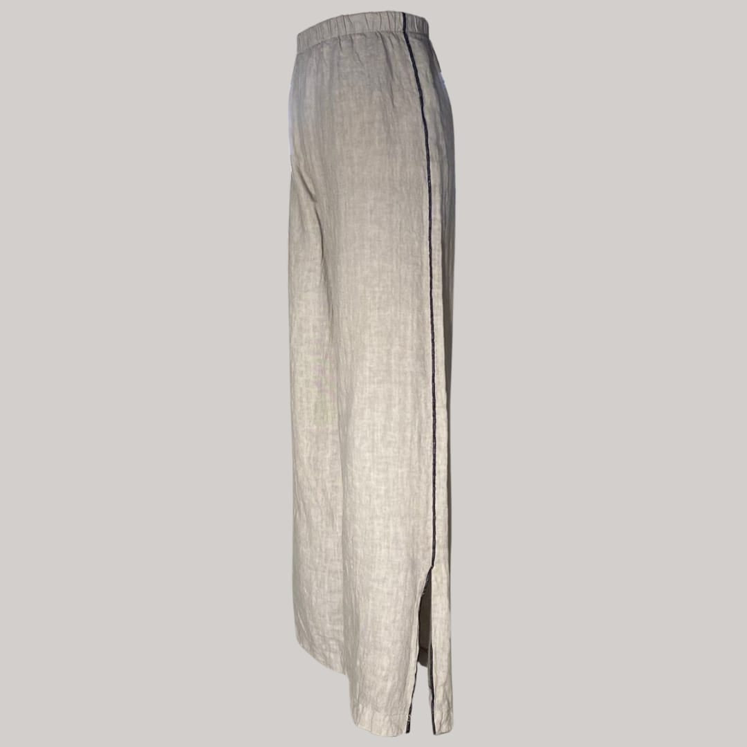 Tosca Linen Palazzo Pant - MADE IN ITALY - Taupe