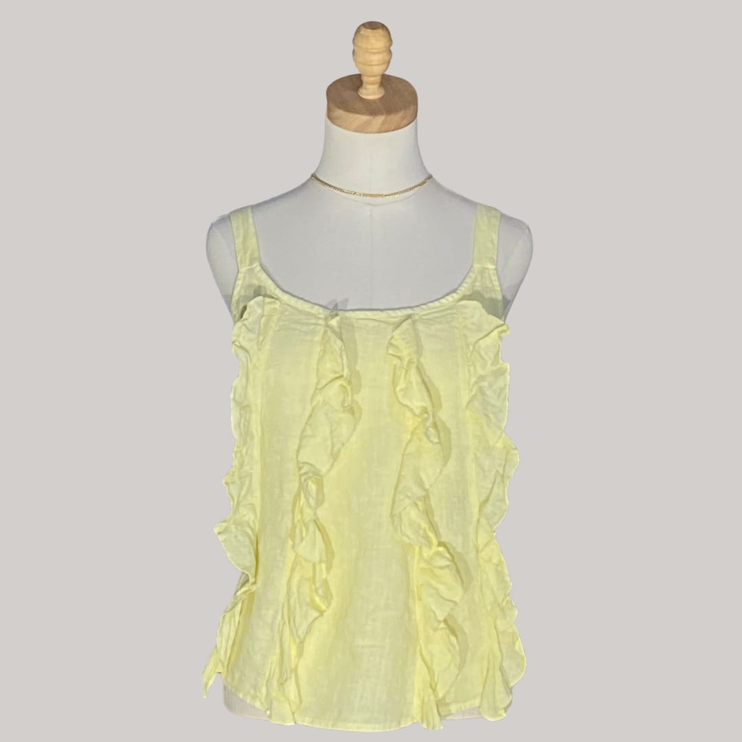 Capri Ruffle Top - Butter Yellow - MADE IN ITALY