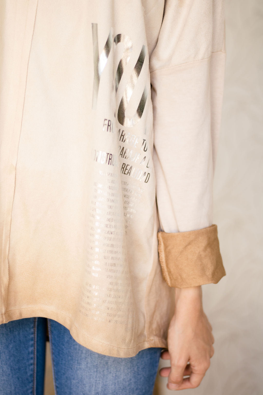 Sophia - Funky Washed Cotton Knit Top - CAMEL