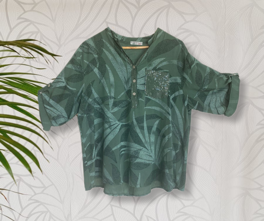 Abiline Sequin Shirt - Emerald