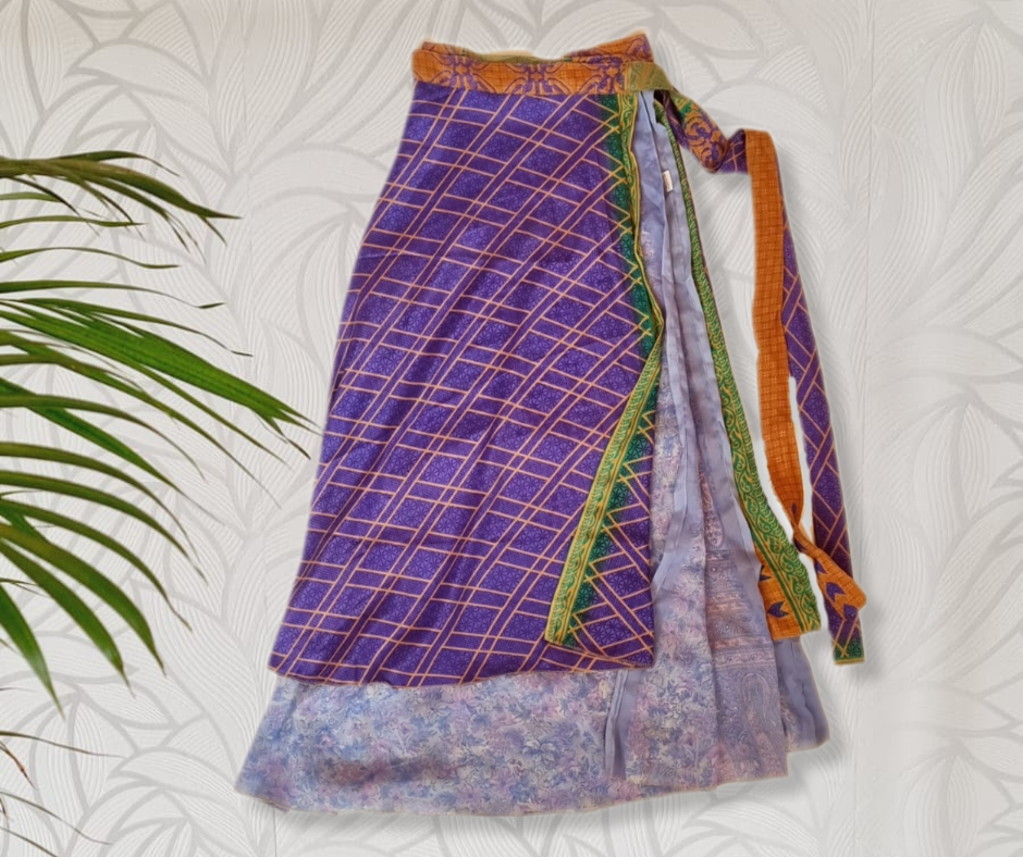 Indian Silk Wrap Skirt - Purple Rain