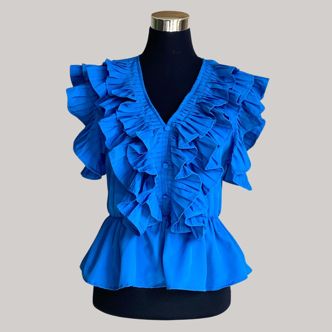 Tia Frill Blouse - Blue