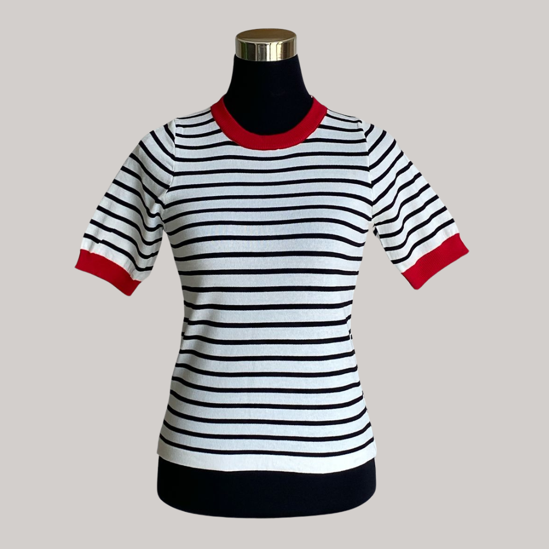 Brynn T Stripe - Red Rib