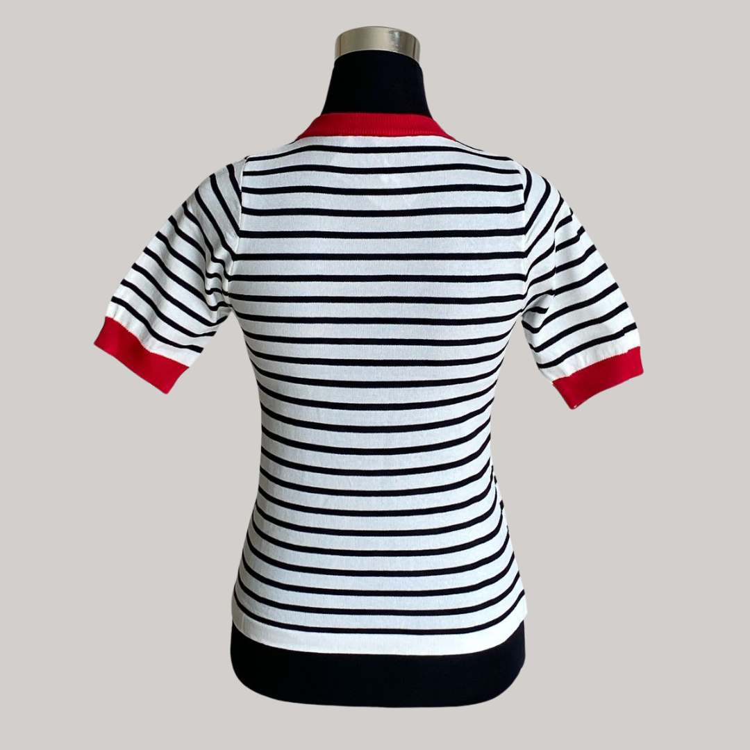Brynn T Stripe - Red Rib