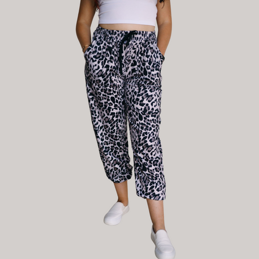 Leopard Print Pants - Taupe